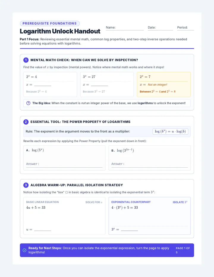 Logarithm Unlock Handout