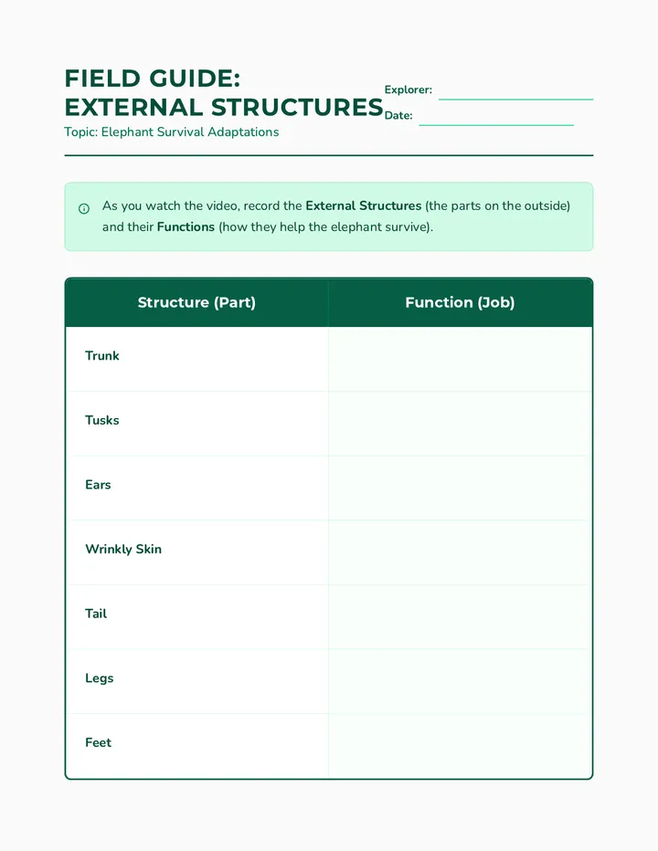 Structure Sketcher Note-taking Sheet
