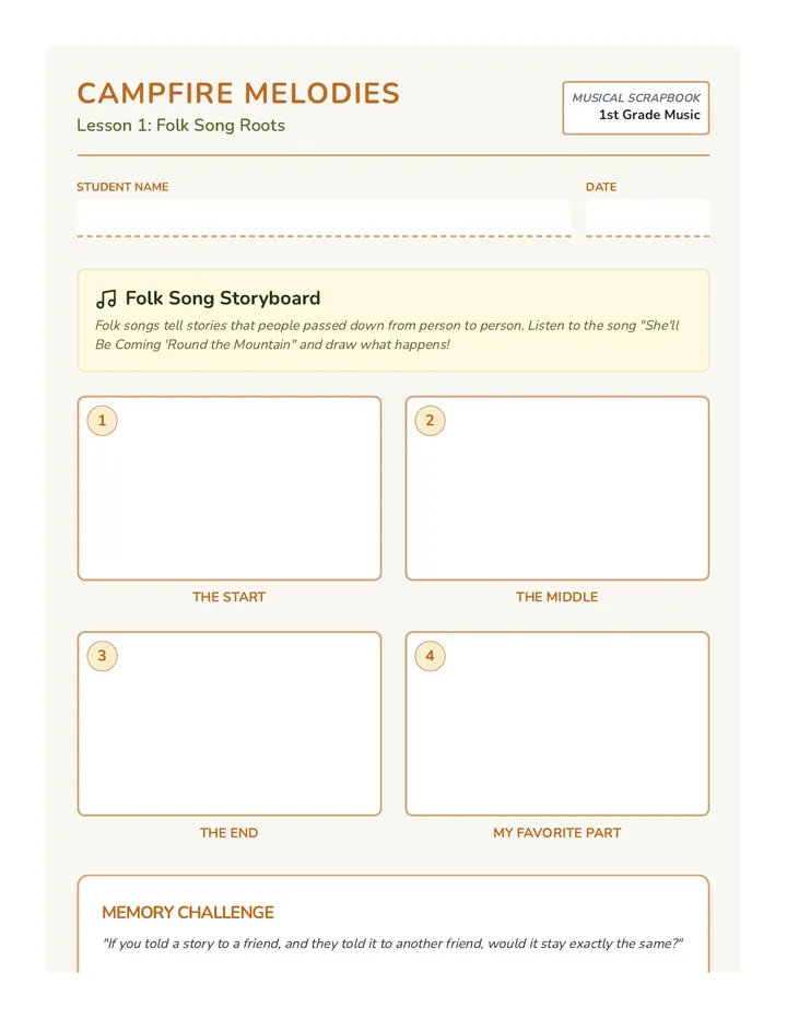 Folk Song Sketcher Worksheet