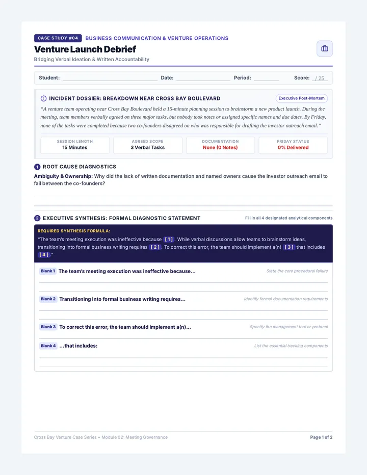 Venture Launch Debrief Worksheet