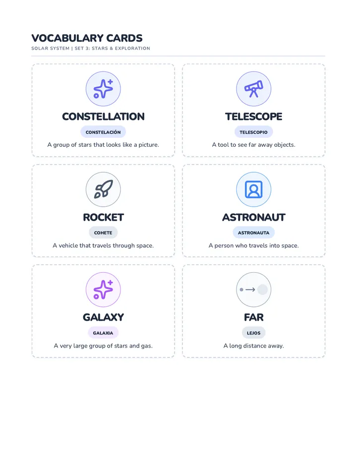 Star Vocab Cards