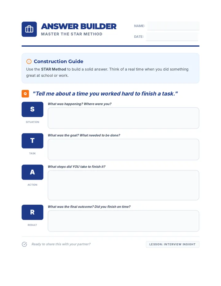 Answer Builder Worksheet