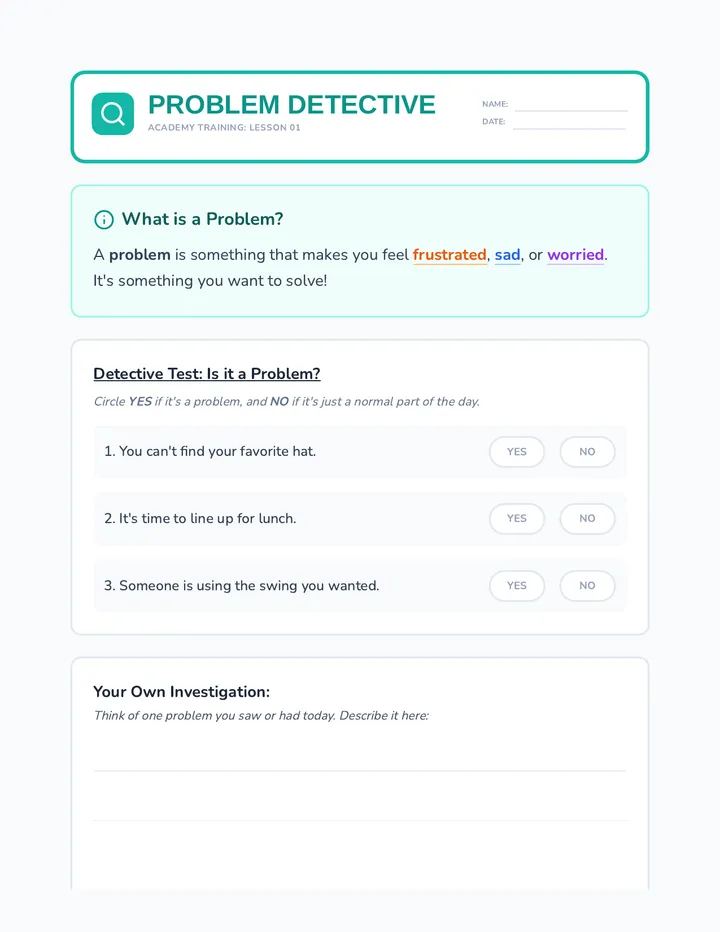 Problem Detective Intro Worksheet