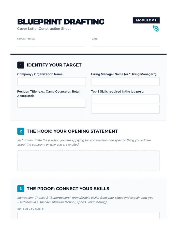 Blueprint Drafting Worksheet
