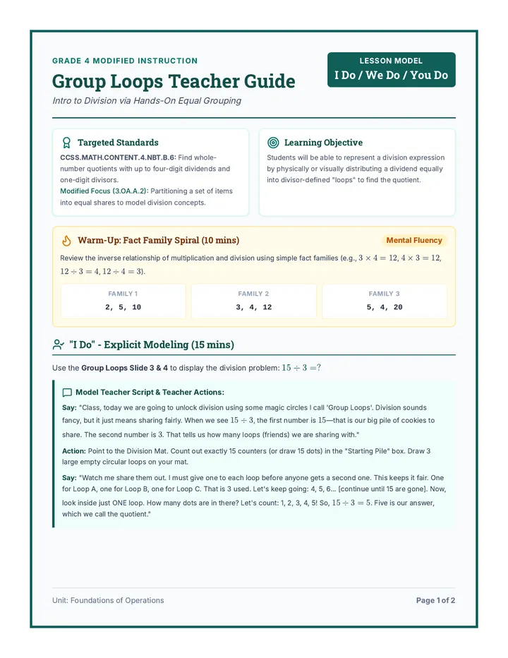 Group Loops Teacher Guide