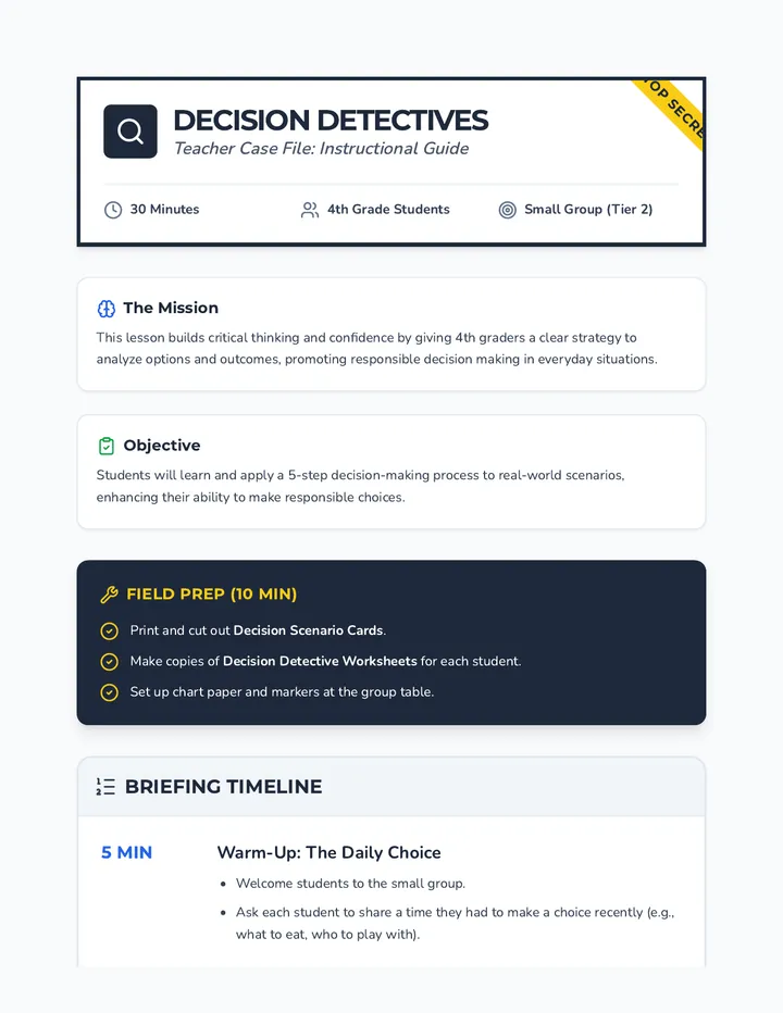 Decision Detectives Lesson Plan