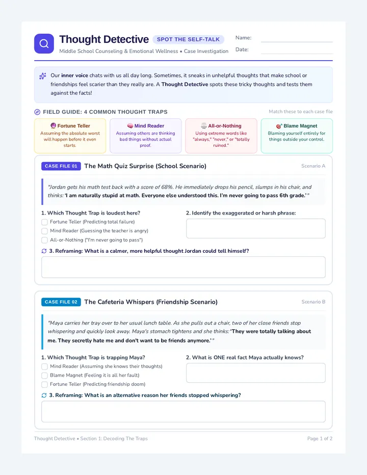 Thought Detective Worksheet