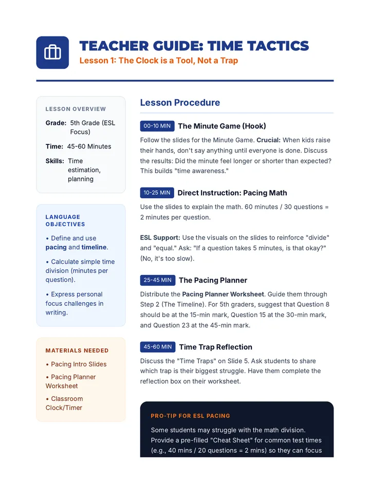 Pacing Teacher Guide L1