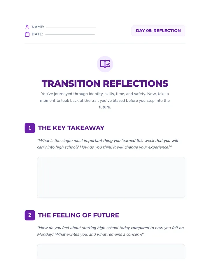Reflection Journal Prompts Worksheet