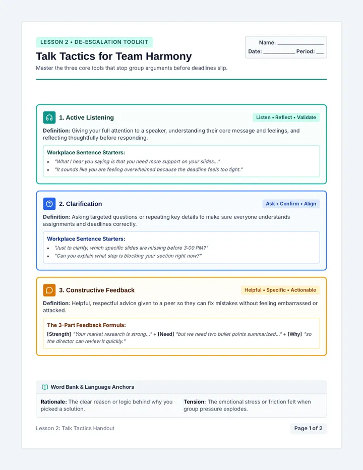Talk Tactics Handout