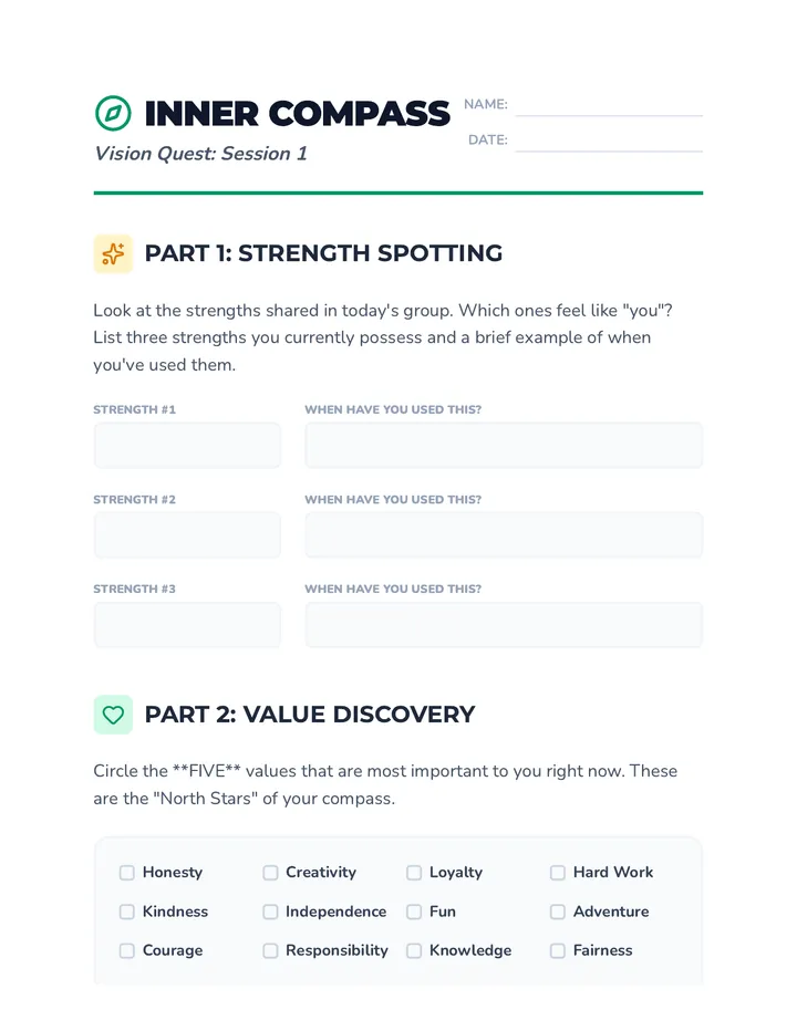 Inner Compass Worksheet