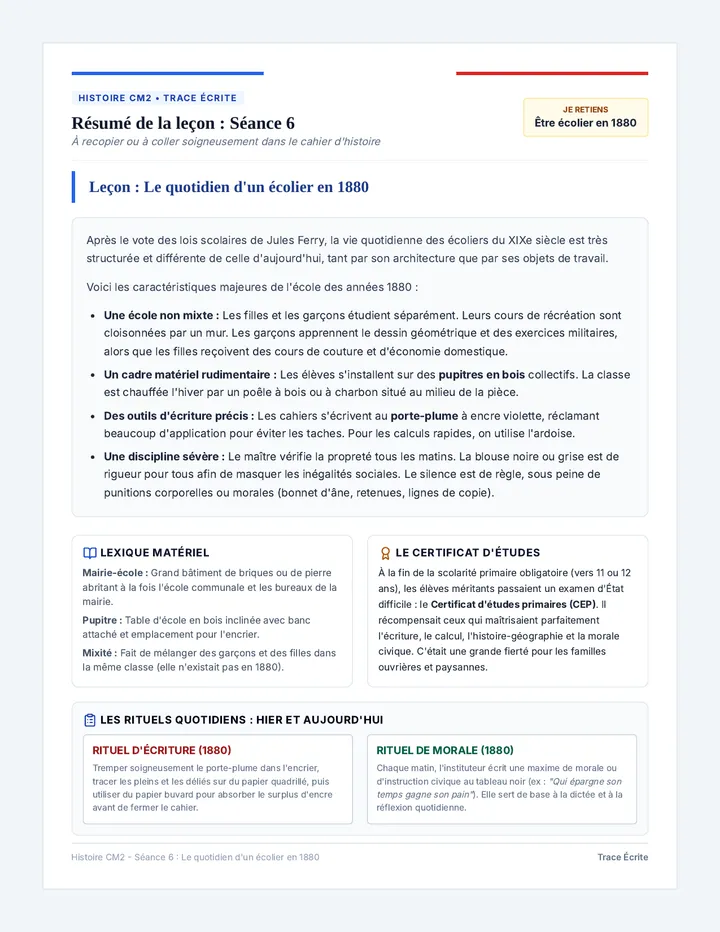 Quotidien Scolaire Trace Ecrite