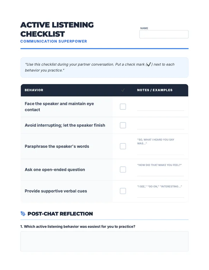Active Listening Checklist