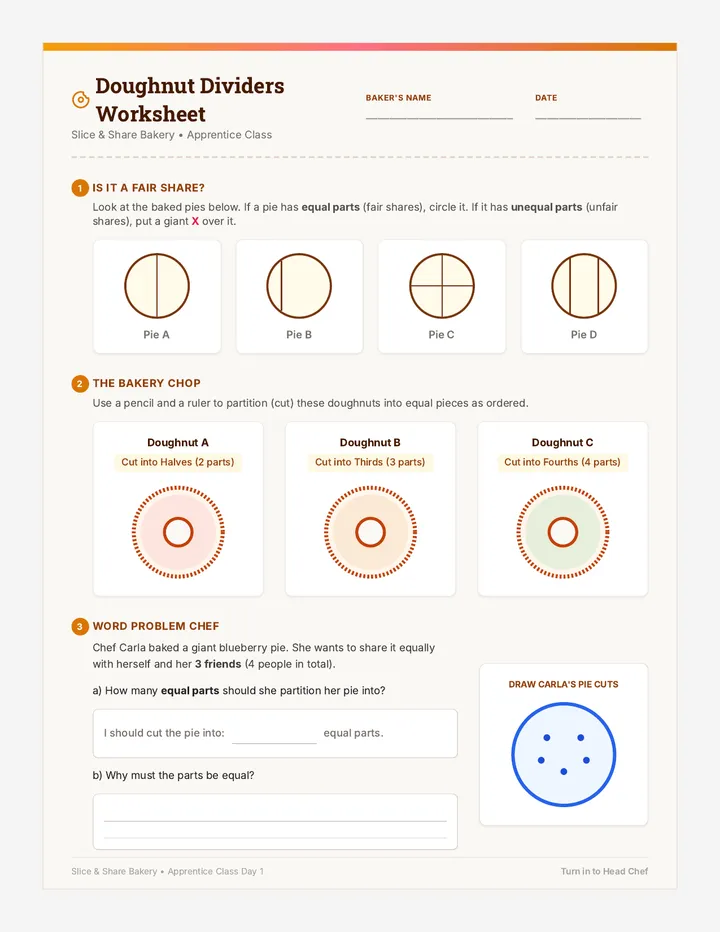 Doughnut Dividers Worksheet