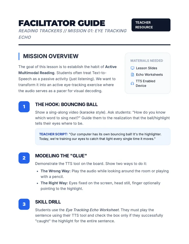 Eye Tracking Echo Teacher Guide