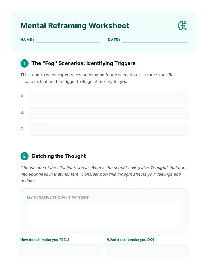 Mental Reframing Worksheet