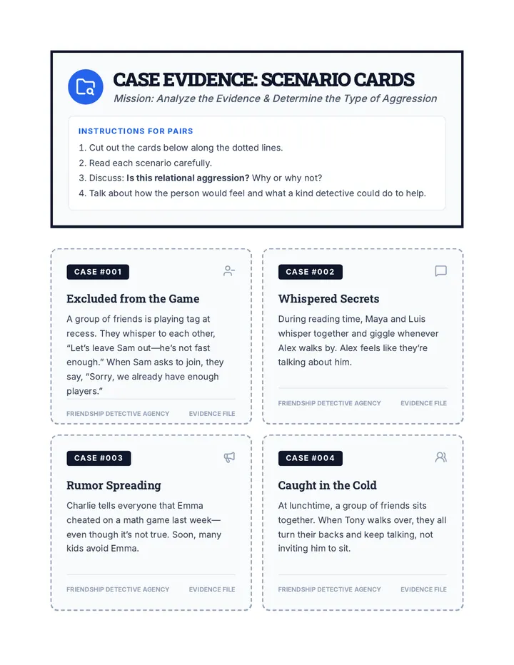 Friendship Detectives Scenario Cards
