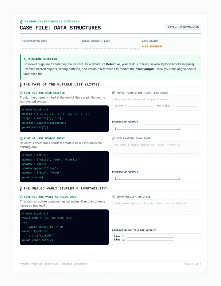 Data Structure Detective Worksheet