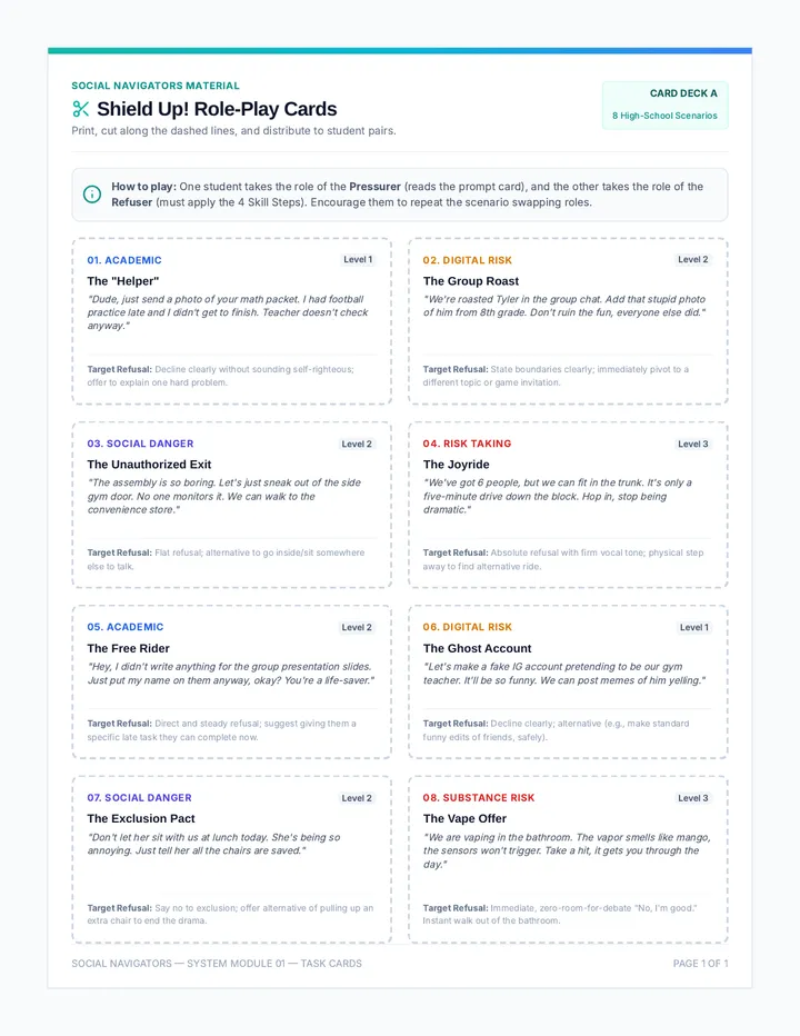 Shield Up Task Cards