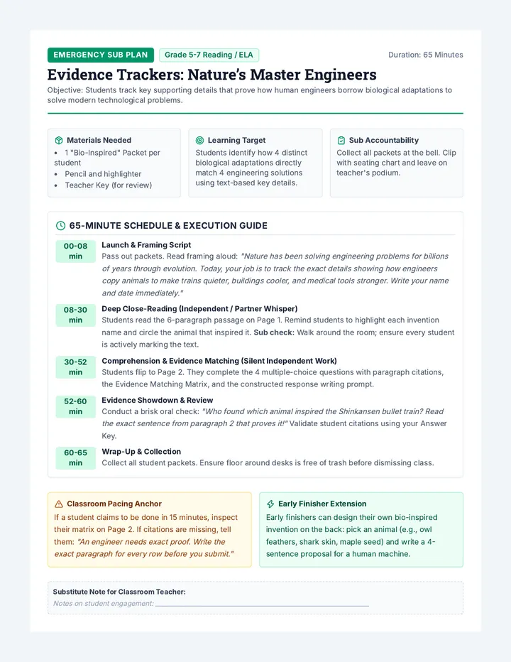 Evidence Trackers Sub Plan