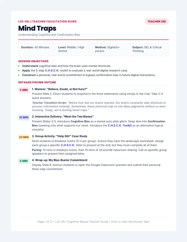 Mind Traps Teacher Guide