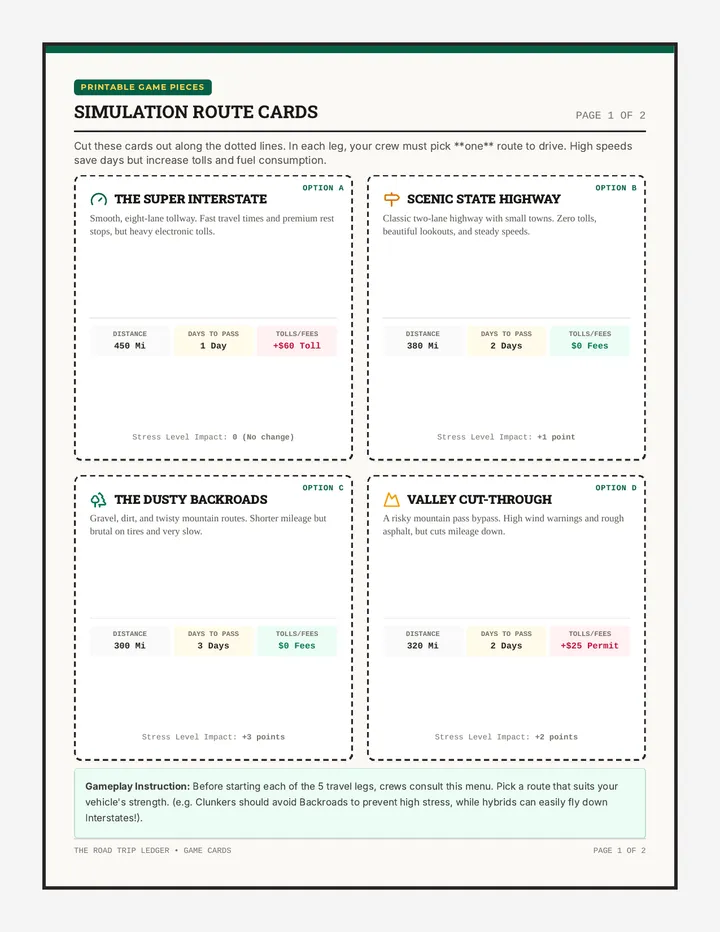 Road Trip Ledger Cards
