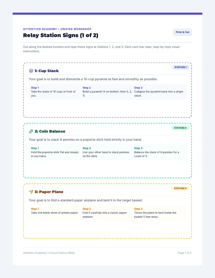 Relay Task Cards Set