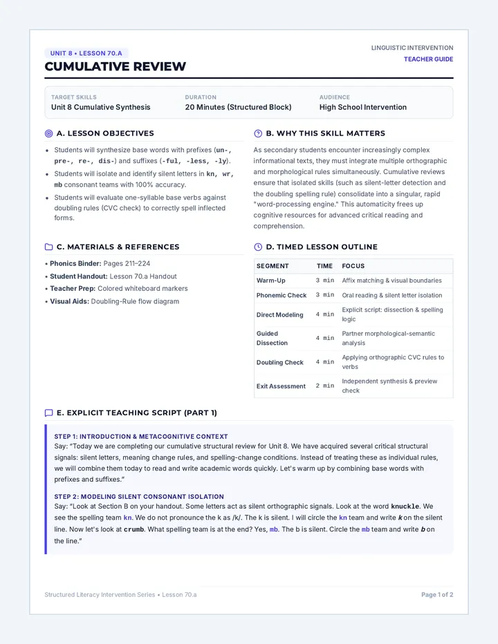 Unit 8 Review Teacher Guide