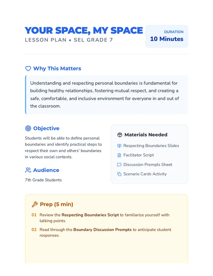 Your Space My Space Lesson Plan