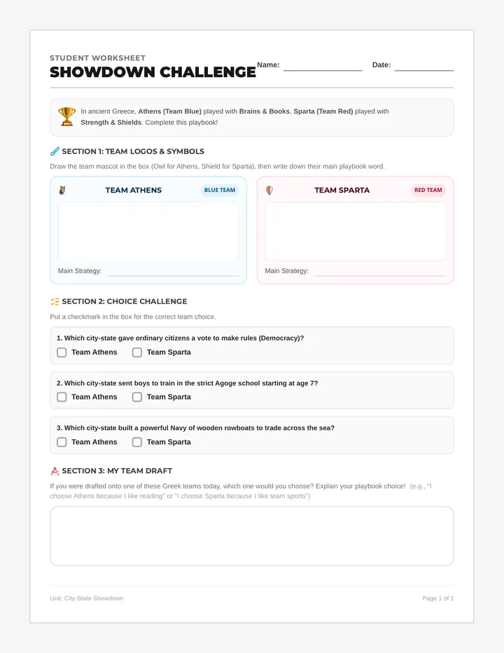 Showdown Worksheet