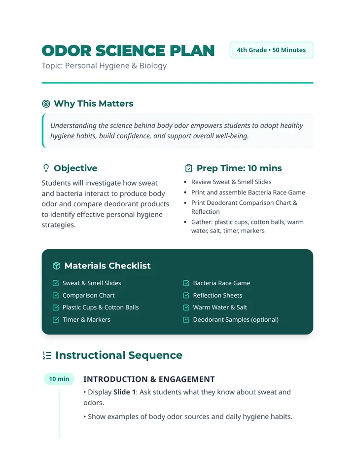 Odor Science Teacher Guide