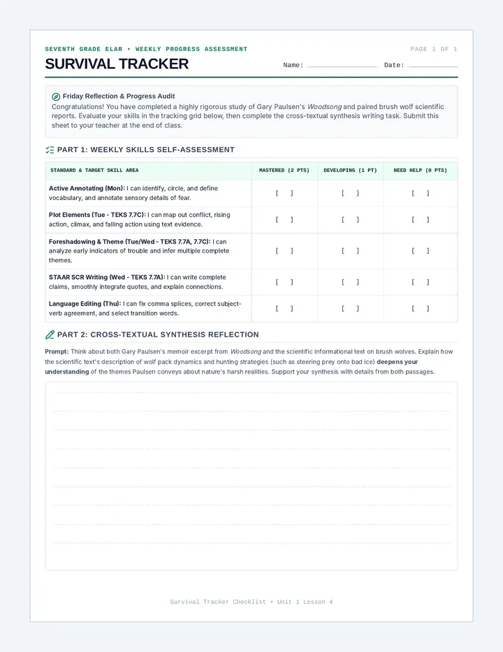 Survival Tracker Checklist