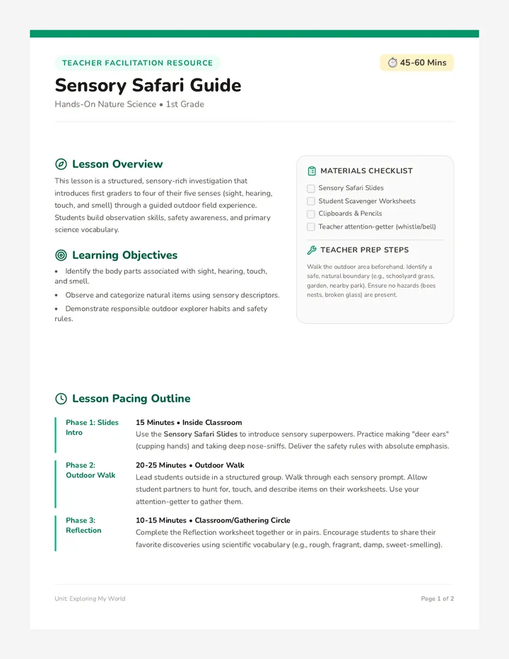 Sensory Safari Teacher Guide