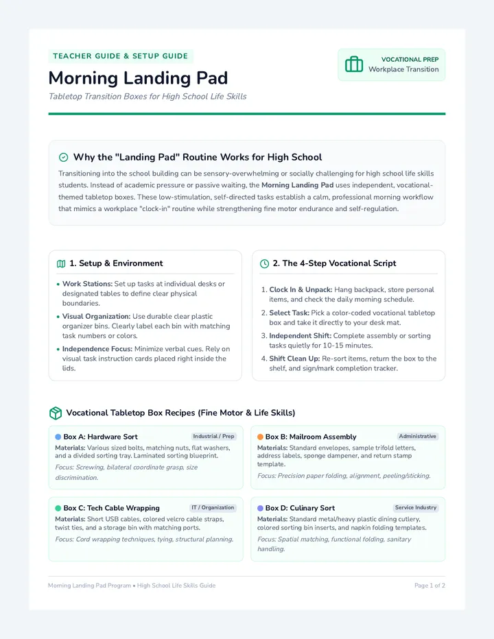 Morning Landing Pad Teacher Guide