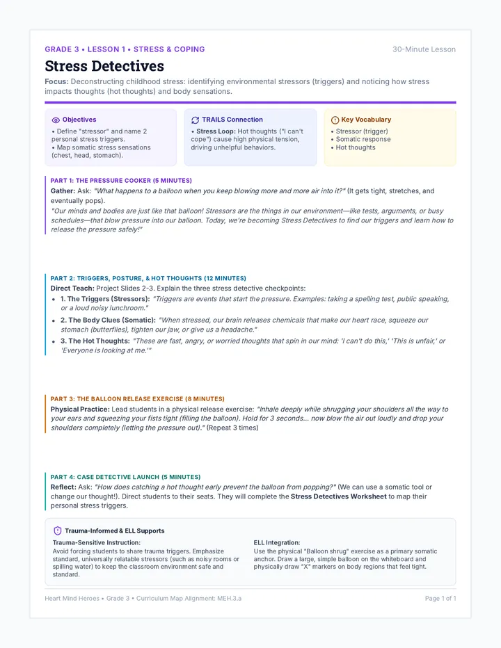 Stress Detectives Teacher Guide