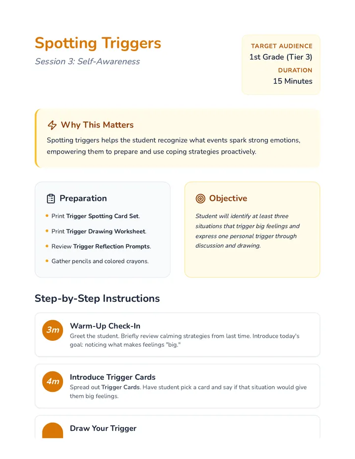Spotting Triggers Lesson Plan Guide