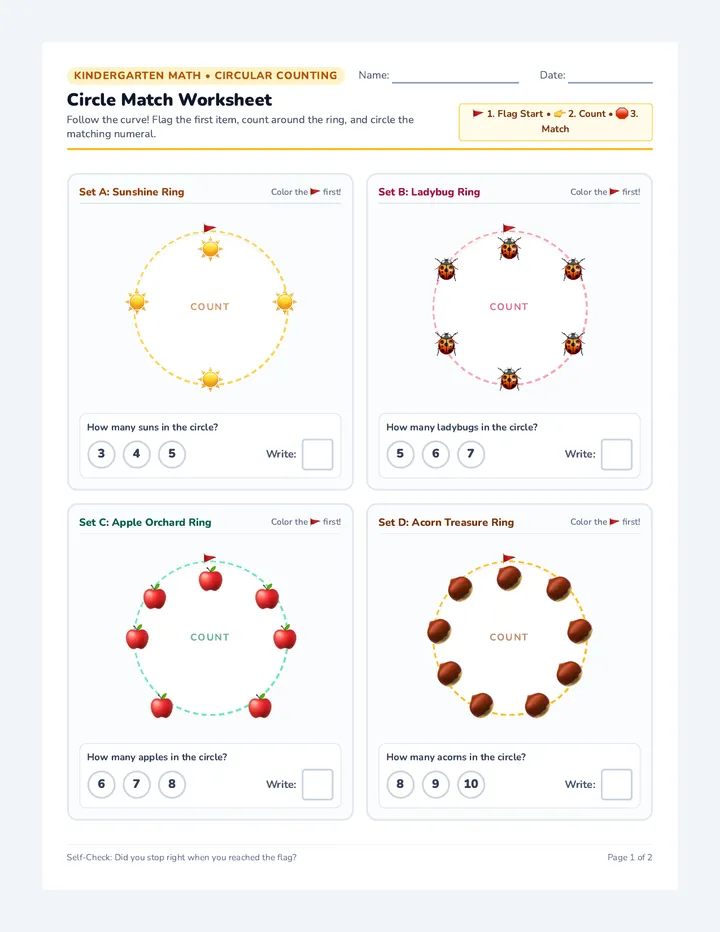 Circle Match Worksheet