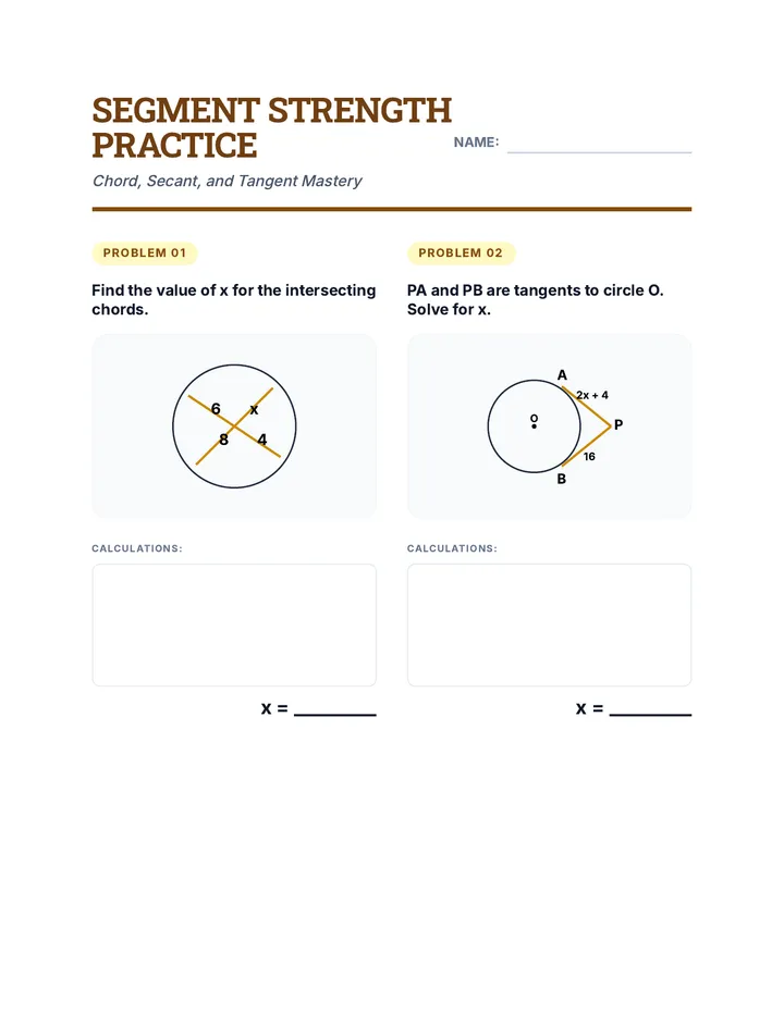Segment Strength Practice Worksheet