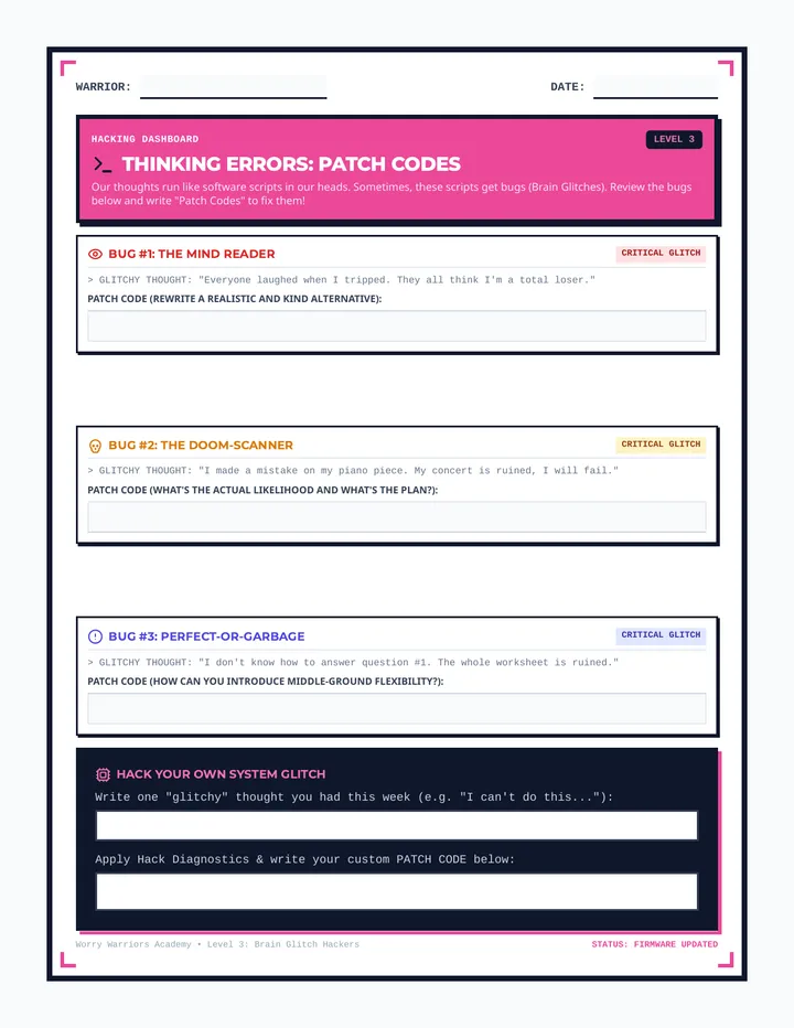 Patch Code Worksheet