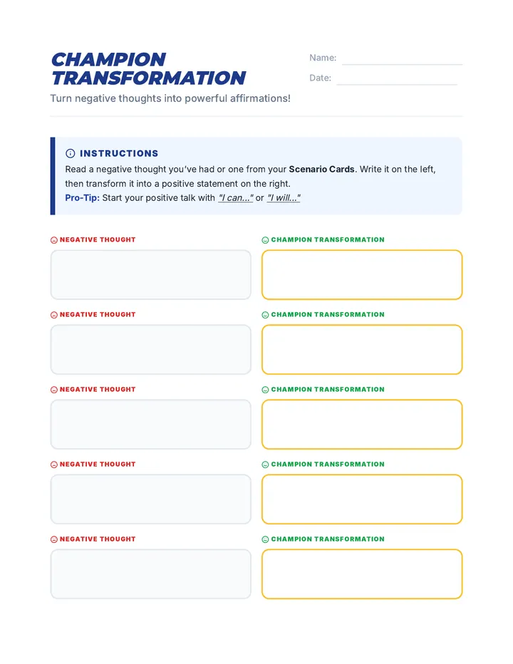 Transformation Worksheet