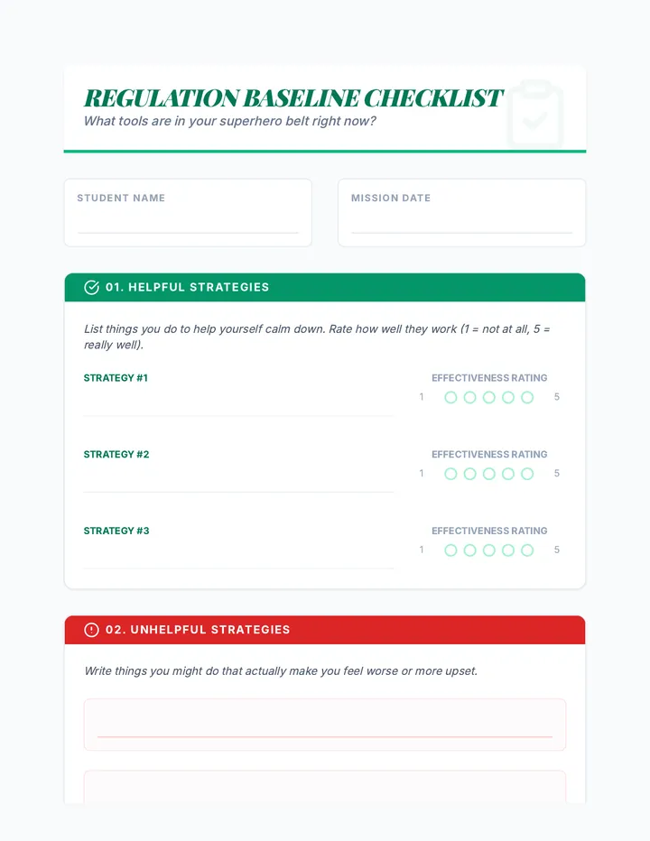 Regulation Baseline Checklist Worksheet