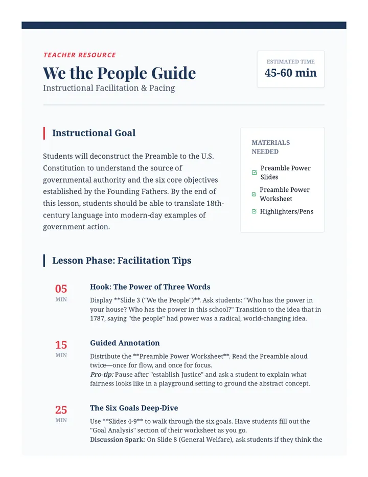 We the People Teacher Guide