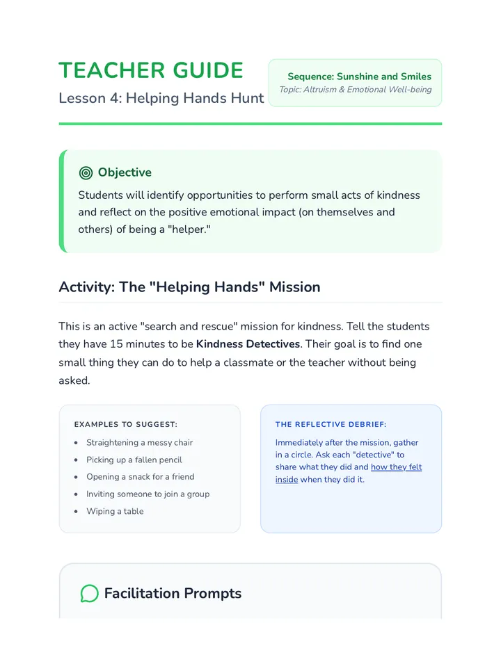 Helping Hands Mission Teacher Guide