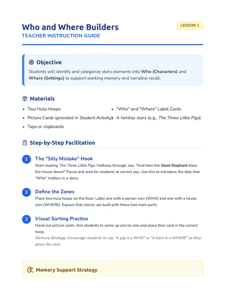 Who and Where Teacher Guide