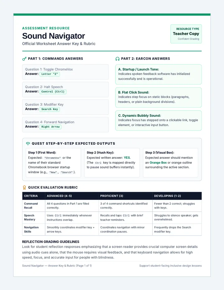 Sound Navigator Answer Key