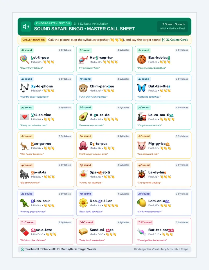 Sound Safari Bingo Game