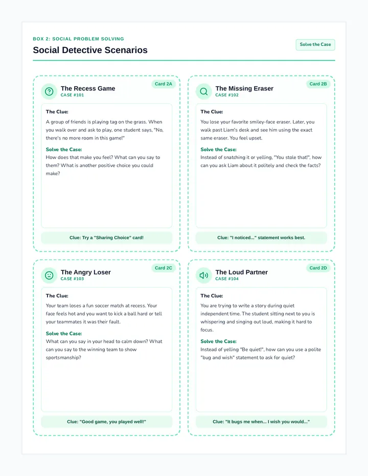 Social Detective Scenario Cards