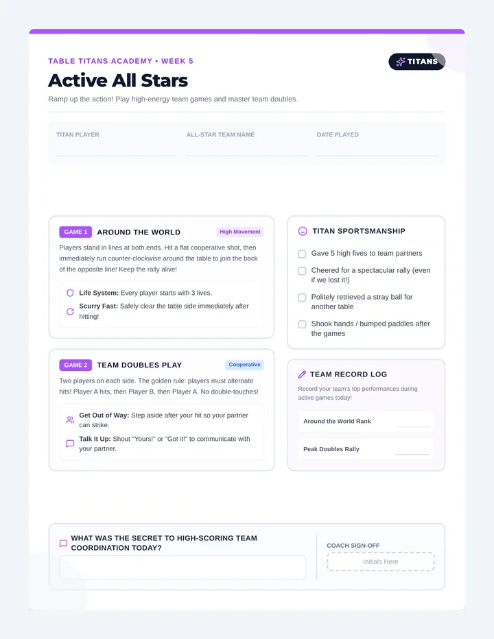 Active All Stars Game Card