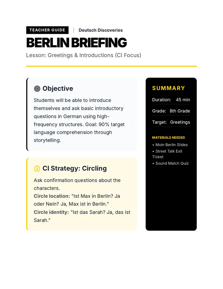 Berlin Briefing Teacher Guide