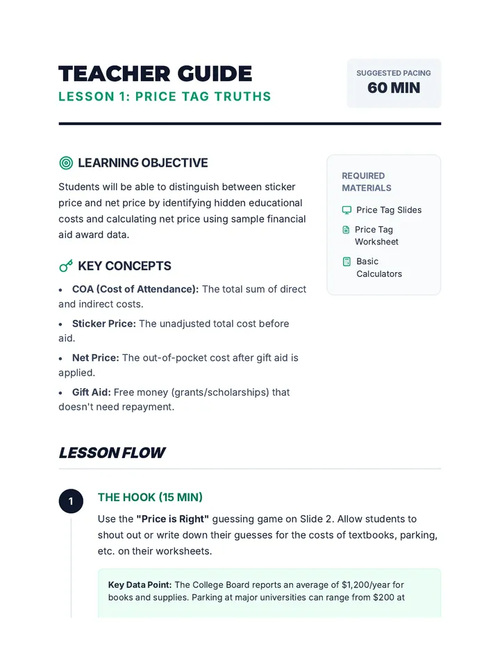 Price Tag Teacher Guide